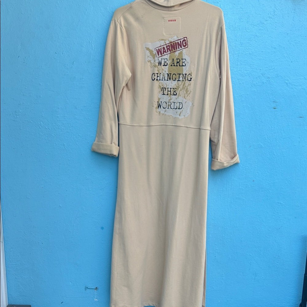 Peace Love World Beige Long Sleeve Jacket/duster